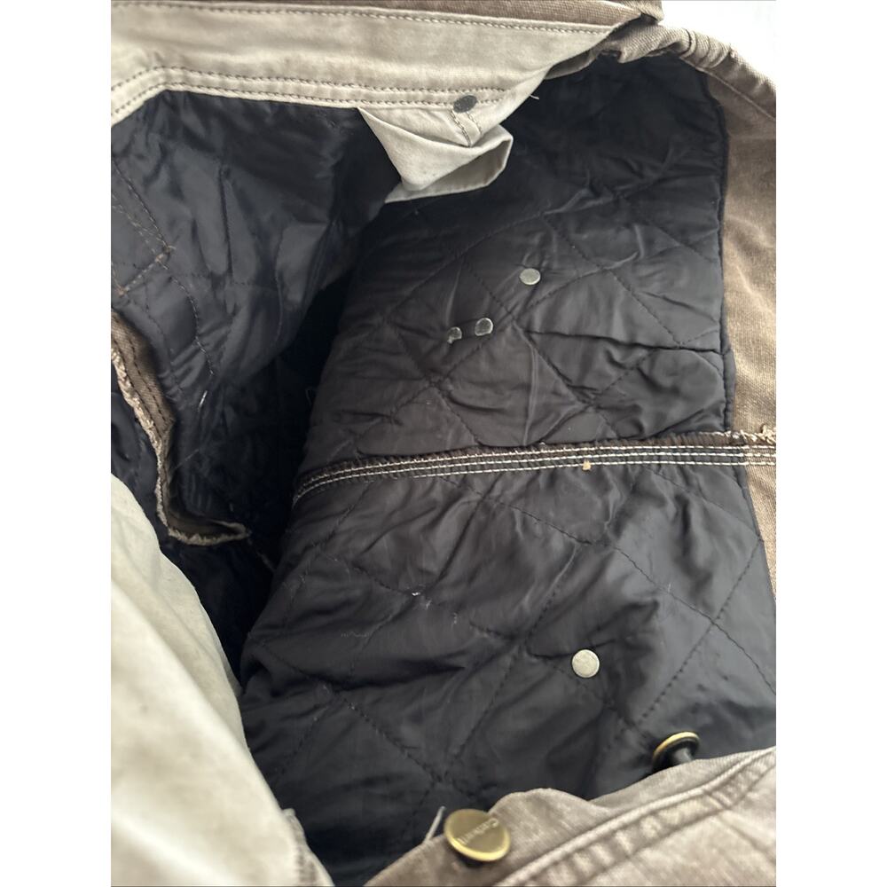 VTG Carhartt Thrashed Bibs Workwear Double Knee Duck Canvas Quilt Lined Y2K - Picture 14 of 16